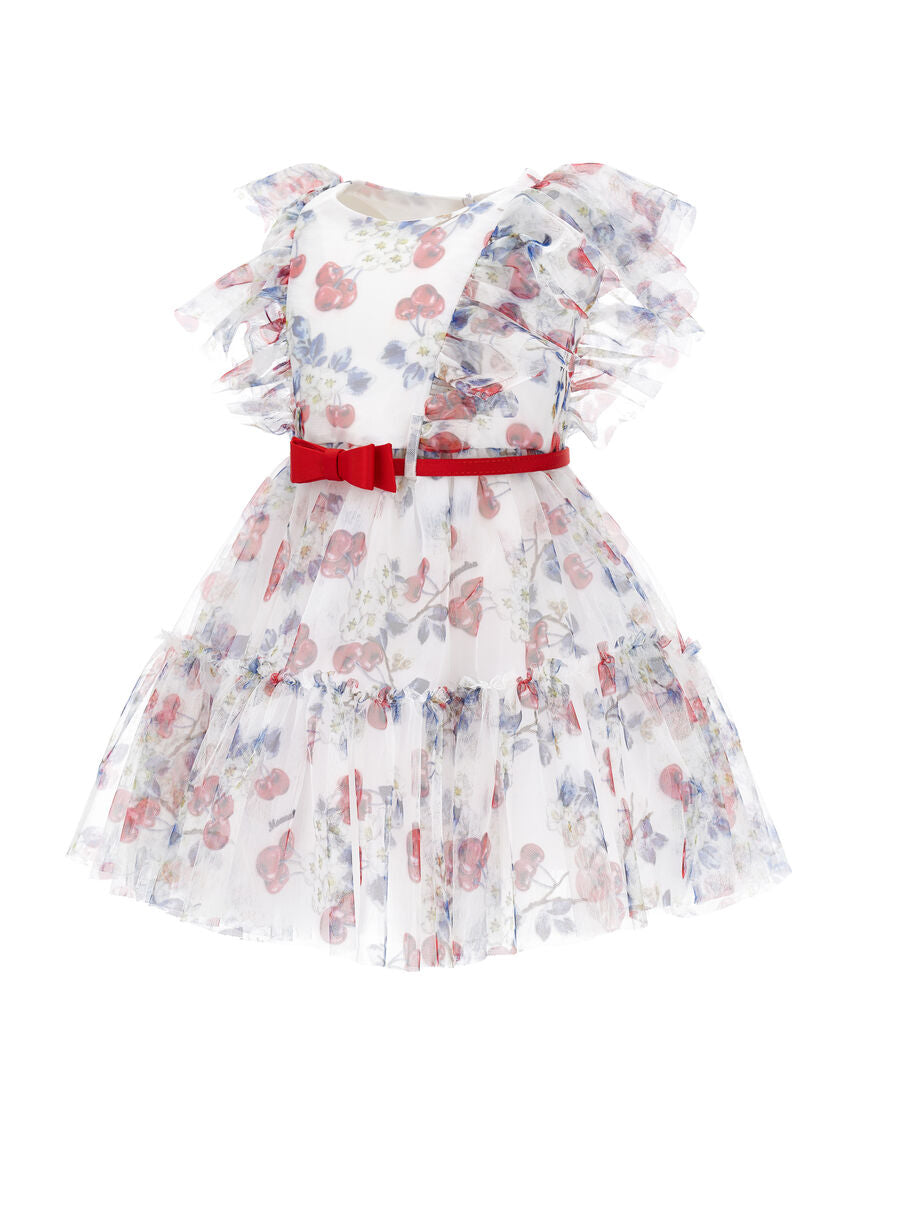 Abito tulle ciliegie Monnalisa